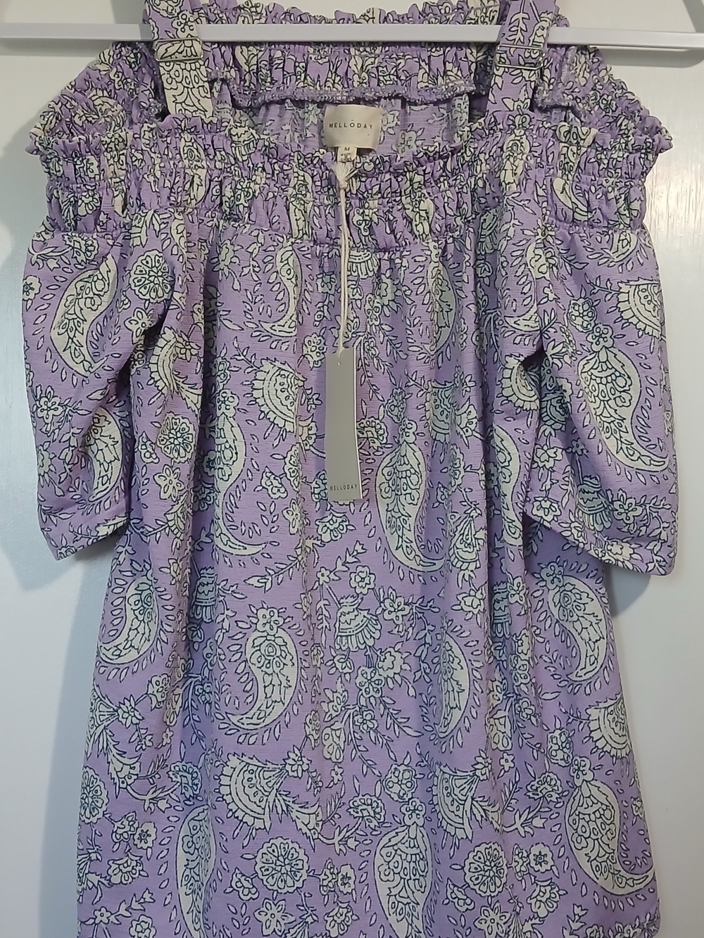 Melloday Lavender Off-Shoulder Paisley Top - NWT